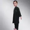 Etniska kläder 2024 Arabiska saudiska Dubai Boy Fashion Black Muslim Pakistan Kids Robe Två stycken Set Islamiska barn Marockan Thobe