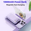 Power Bank 10000mAh Magnetic powerbank Wireless Fast Charging For iPhone Samsung Xiaomi Huawei Oppo Vivo Smartphone Portable External power bank with Cables