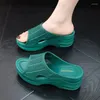 Slippers Wedges Women Summer Platform Shoes PVC Slipper Round Toe Slides Outside Casual Shoe Solid Color Zapatos Para Mujeres