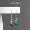 Dangle Earrings Geezenca 925 Sterling Silver Cubic Colorful Glass for Women Original Design Geometric Chic Minimalism Earring2024