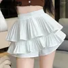 Skirts Double Cake Pleated Skirt Summer Girls Short High Waisted A-line Flounce Pommel Umbrella