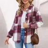 Blouses pour femmes simple boutonnage poche plaquée chemise décontractée manteau Vintage épais veste à carreaux automne vêtements à carreaux amples
