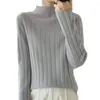 Kvinnors blusar kvinnor polyester tröja mjuka snygga stickade tröjor med hög krage nackskydd för höst vinter smal passform