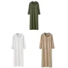 Vêtements ethniques Manches longues pour hommes Kaftan Robes musulmanes solides Automne Capuchon Multi-poches Boutons du Moyen-Orient Jubba Thobe pour homme R7RF