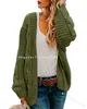 Chandails pour femmes 2024 printemps automne nouveau cardigan tricoté en lin à aiguille grossière femme moyenne longue couleur unie décontractée veste ample cardigan