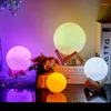 ナイトライトLED LEDライト3Dプリントムーンランプスタンドとバッテリーカラーチェンジベッドルームの装飾子供の贈り物ランパラデの装飾