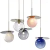 Chandeliers Nordic Colored Glass Bubble Chandelier Creative Personality Flying Saucer Type Bedside Restaurant Bar Small