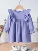 Robes de fille bébé filles volants robe en coton pour enfants rose une pièce causale été enfants portent des vêtements pour tout-petits plage vacances robe d'été