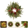 Decorative Flowers Garland Christmas Wreath Decor Artificial Floral Red Berry Hanging Door Pendant