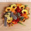 Decorative Flowers 40cm Artificial Sunflower Wreath Country French Flower Welcome Sign Garland Hanging Front Door Decor For Home Party