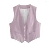 Damesvesten Damesmode Knop aan de voorkant Asymmetrisch vest Vintage V-hals Mouwloos Vrouwelijke bovenkleding Chique vest Tops