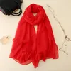 Women Lightweight Breathable Solid Color Soft Chiffon Long Fashion Scarves Sun-proof Shawls Wrap 22125