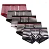 Cuecas masculinas cuecas boxers de algodão sexy cuecas boxer shorts 2 pçs/set listrado u-convexo cuecas