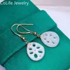 Kolczyki Dangle Chinese Style White Jade Gold Drop 18k Rose na imprezę