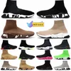 2024 Fashion Graffiti Frauen Herren Designer Sockenschuhe Stiefel Speed ​​Trainer Schwarz weiß rote Geschwindigkeiten 2.0 Clear Soals Läufer Socken Designer Plattform -Ladung Sneaker