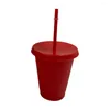 Tumblers Fashion Straw Design Solid Color Christmas Mug Festive Plastic Cup For Camping