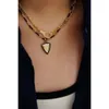 Xinfly Fine Jewelry 18k Gold Custom Cuban Initial Link Chain Triangle Solitaire Pendant Necklaces Fantasy Jewelry for Women