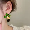 Stud Earrings Sweet Pearl Bee Dripping Oil Flower For Women Light Luxury Premium Party Jewelry