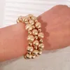 Strand Stylish Unique Noble Elegant Metal Women's Copper Brushed Beaded Bracelet Holiday Gift Party Jewelry For Everyday Wear