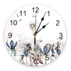 Wall Clocks Dandelion Flower Watercolor Painting Round Clock Hanging Silent Time Home Interior Bedroom Living Room Office Decor