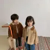 Jackets Coat Korean Childrens Clothing Corduroy Cotton Boys Girls Autumn Baby Jacket Loose Soild Turn Down Collar Simple