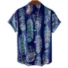 Модные мужские гавайские рубашки с перьями и графическими рукавами, негабаритные топы, короткая повседневная приморская летняя одежда ПРАЗДНИК Harajuku 240223