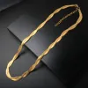 2024 Double Braided Snake Chain Herringbone 14k Yellow Gold Necklace Bracelets Set For Women Waterproof Jewelry