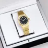 Женские часы, роскошные модные 34 мм, с бриллиантовой перегородкой, золотой циферблат из нержавеющей стали, кварцевый механизм, пряжка с бантом