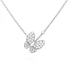 Luxury Necklace Designer Jewelry Butterfly Pendant Necklaces for Women Rose Gold Diamond Red Bule White Shell Stainless Steel Platinum Wedding Gift Wholesale