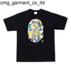 2024 Neue Sommer-Designer-Herren-T-Shirts, T-Shirts, seitliche doppelseitige Tarnung, Hai-T-Shirts, Kleidung, Grafik, buntes Cashew-Blitz-Baumwoll-Affen-T-Shirt