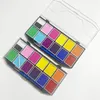 12 Color Body Art Aqua Liner Pastel Neon Rainbow Split Cake Water Based Face Paint Palette For Kids Makeup 240220