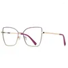 Sunglasses Frames 56mm Clear Lens Blue Light Filter Glasses For Women Metal Frame Pink Cat Eye 3086