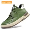 Äkta läderskor män plysch varma casual bomullshem sapatos zapatos casues de cuero chaussure homme schuhe 240223