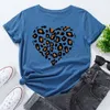 Simple Broken Leopard Heart Femmes Tshirt T-shirts Mode décontractés