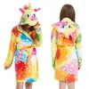 Rompers Kigurumi Children Bathrobe Baby Bath Robe Animal Cute Pyjamas Winter Flannel Bathrobes Hooded For Boys Girls