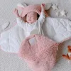 Blankets Plush Swaddle Wrap Vibrant Color Good High Elastic Born Swaddling Blanket Baby Fluffy Fleece Sleeping Bag 0-6 Month