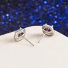 Stud Earrings Chic Elegant Square Colorful Crystal Zircon Diamonds Gemstones Small For Women 18k White Gold Silver Color Jewerly