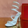 Sandalias Diseñador Cuero genuino Tacón alto Mujer Serpiente Cuerda Vestido de fiesta Zapatos de boda Sandalias de gladiador de verano 2024