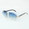 Direct sales newest high-end cutting lens sunglasses 4189706-A black textured natural buffalo horn sticks size 58-18-140 mm