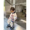 Conjuntos de roupas Coreano Kid Set Baby Boy Terno 2024 Primavera Outono Moda Carta Imprimir Meninas 2 Pcs Roupas Roupas Lapela Algodão Sweat Pant