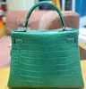 10s Special Handmade Tote Bag Luxury Fashion Designer Bag Axelväskor 25 cm den bästa Pour V Bay Crocodile Handheld Women's Bag med låda