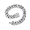 Hip Hop 12Mm 2 rangées de pierres glacées Moissanite chaîne à maillons en argent Sterling collier Bracelet Miami liens cubains hommes