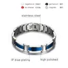 Link Bracelets Tide Blue Health Bracelet Bangle For Men Germanium Negative Ions Magnetic Elements Male Jewelry Gift B457