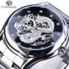 Zrezygnowanie z Diamond Montre Design Silver Automatyczne Dragon Stinalsries Dragon Smok Men Homme Luksusowe zegarki