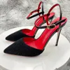 Sandaler Summer Black Horse Hair Stiletto High Heels Brudskor Bankettklänning Kvinna