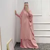 Abbigliamento etnico Abbigliamento da preghiera per donna Set da 2 pezzi 2024 Ramadan Eid Khimar Abaya con cappuccio Abito islamico Abaya Hijab Niqab Kaftan Robe Gown