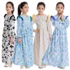 Abbigliamento etnico Ragazze Abaya Bambini Stampa floreale musulmana Abito lungo a maniche lunghe Turchia Caftano Arabo Islam Dubai Festa di preghiera Preghiera Eid Ramadan