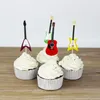 CHICCHIC 24 stks een Set Kleurrijke Gitaar 4 Vormen Cupcake Toppers Cake Picks Decoratie met Tandenstokers224G