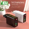 2PD+2USB Multi-Port Digital Display LED Wall Adapter EU/US/UK Adapted för Samsung iPhone Xiaomi