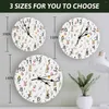 Wandklokken Pasen Lente Bloemen Planten Bladeren Ei Konijn Gedrukte Klok Moderne Stille Woonkamer Home Decor Hangend Horloge